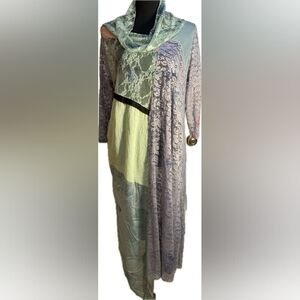 Lee Andersen Sheer Pastel Green and Purple Top / Dress Layering Piece Size O/S
